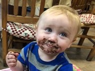 Bryson eating chocolate